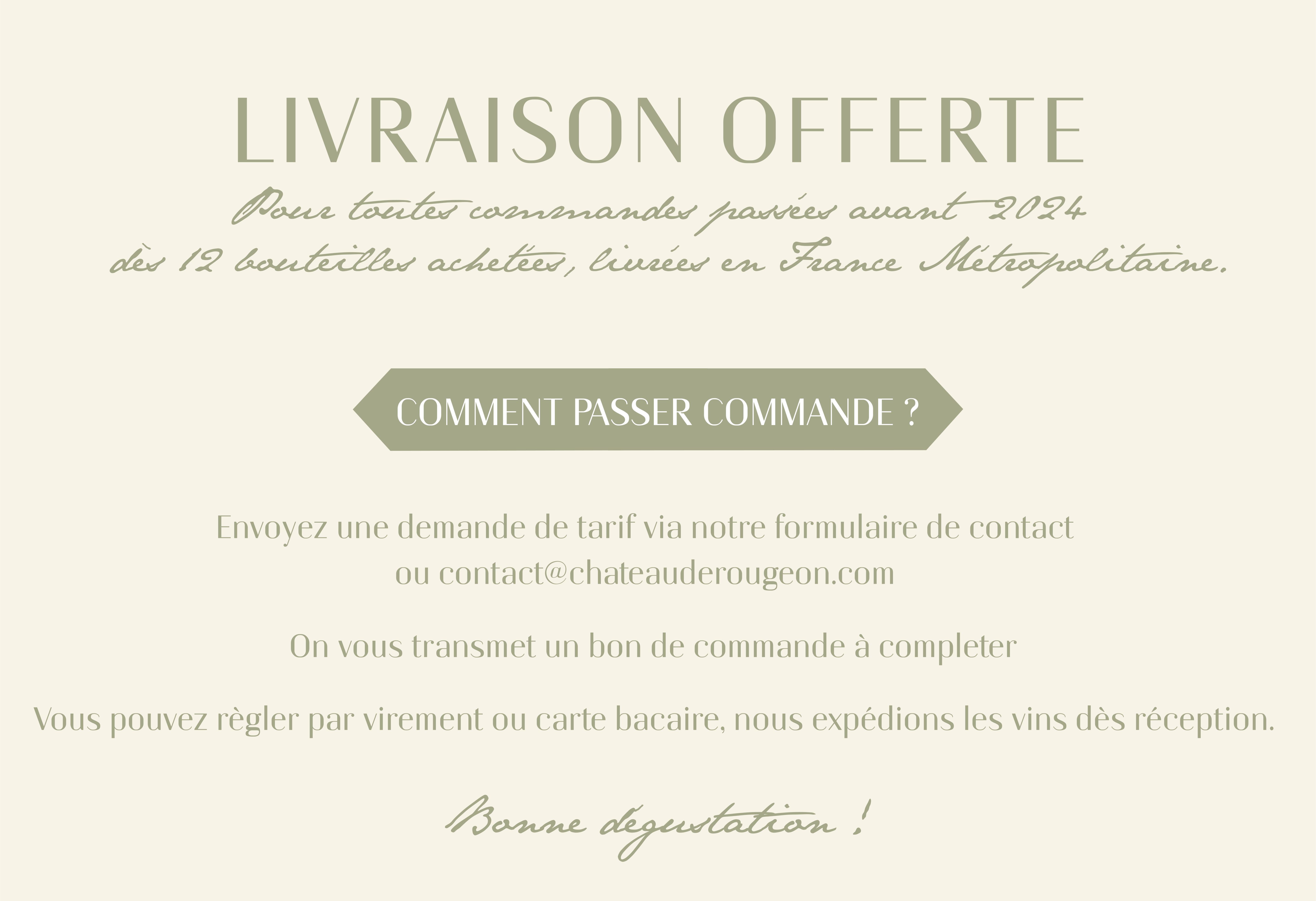 Livraison de vin offerte